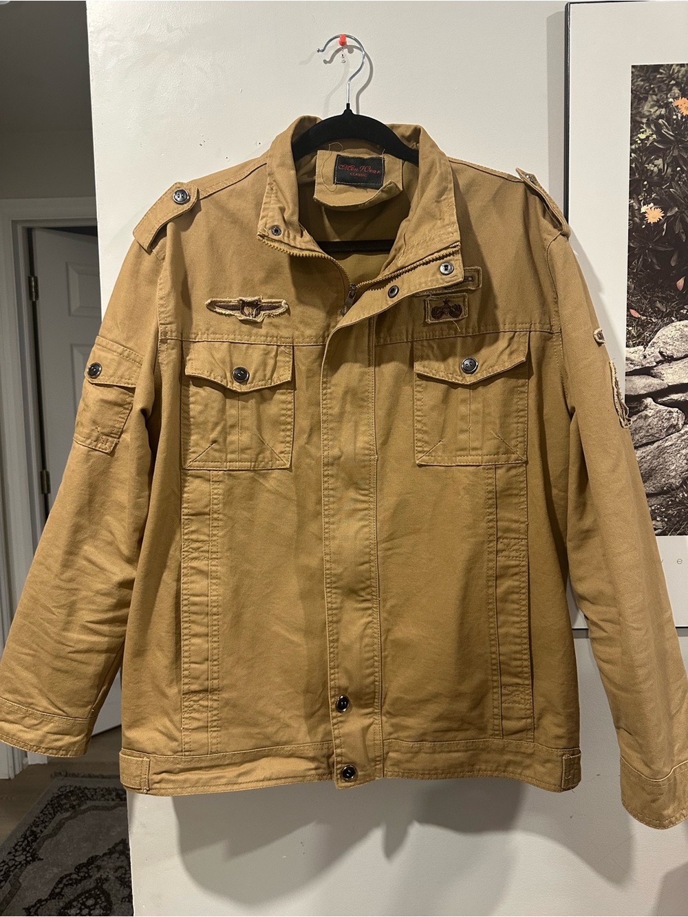 Men's Casual Military-Style Jacket in Khaki
